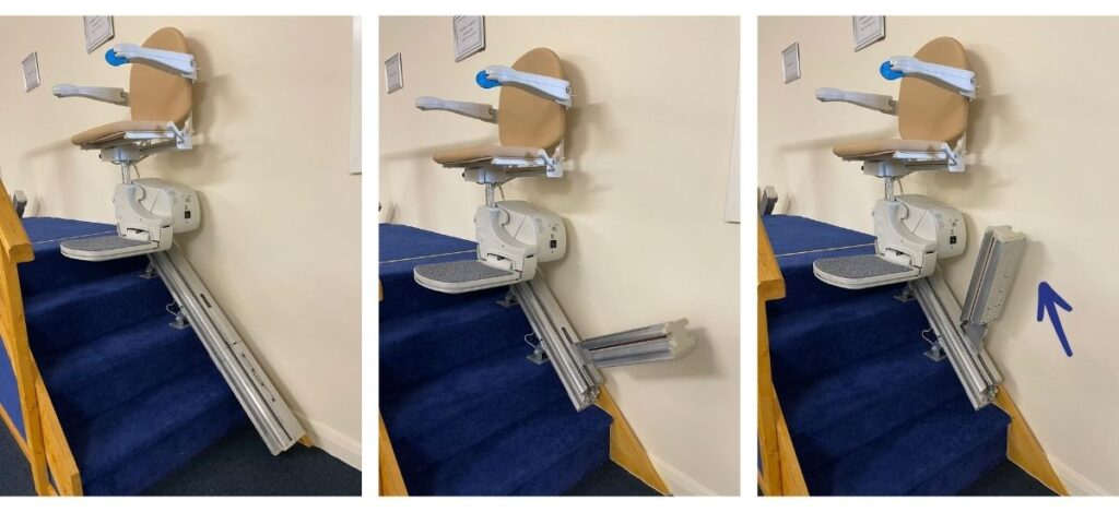 Hinged track for stairlift